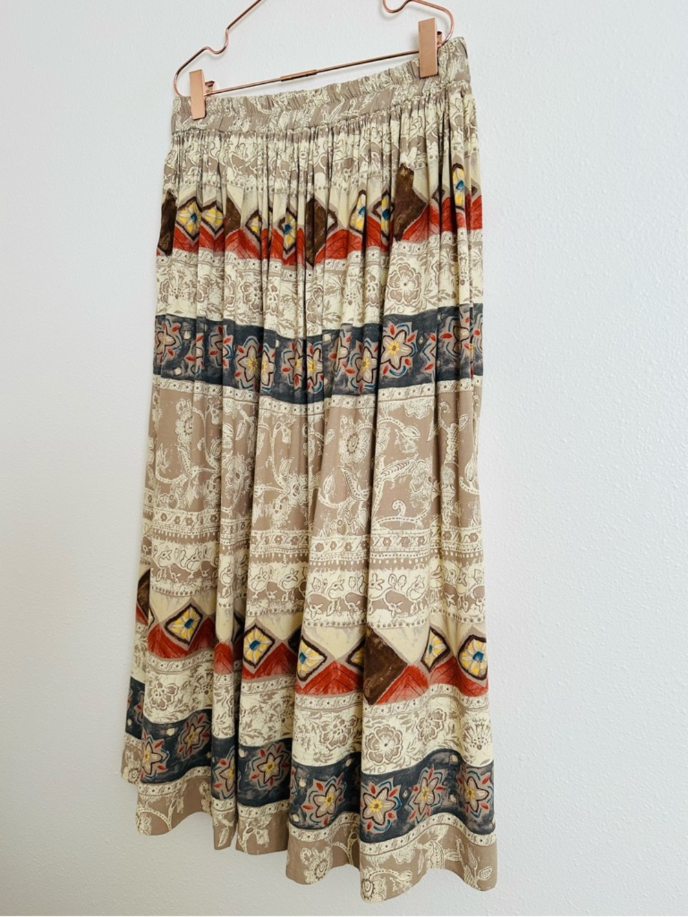 Vintage Coldwater Creek Rayon Skirt Petite Tribal Boho Aztec Pattern Made in USA - Picture 7 of 11